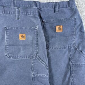 2 Carhartt Pants Men's 34x34 Navy Blue Lightweight Canvas Duck Carpenter